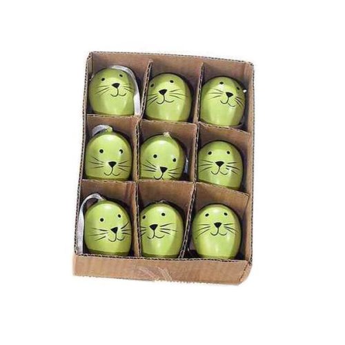 Set 9 oua decorative paste din plastic verde 3x4 cm - decorer