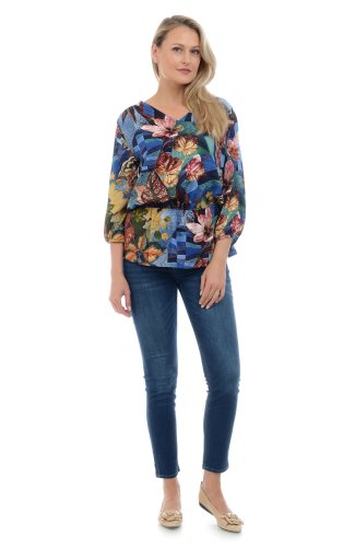 Bluza dama multicolora cu imprimeu de toamna