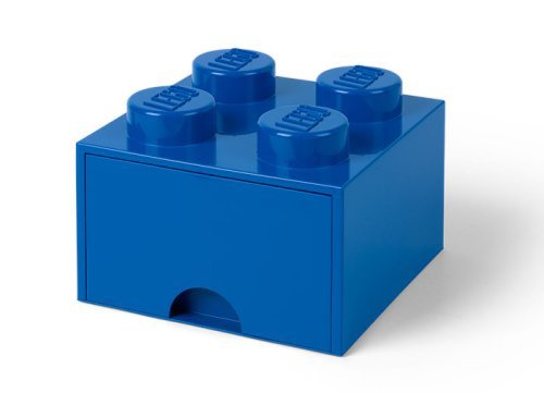 Cutie depozitare lego 2x2 cu sertar albastru