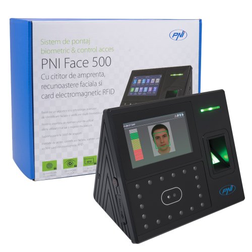 Sistem de pontaj biometric si control acces pni face 500 cu cititor de amprenta, recunoastere faciala si card, soft free