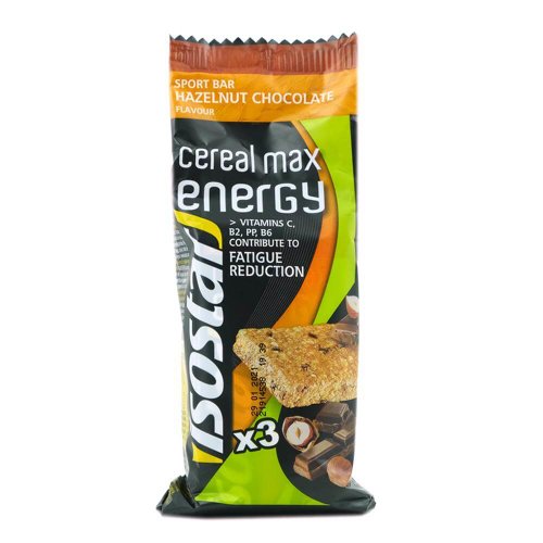 Batoane energizante cereal max cu alune si ciocolata isostar, 3 x 55 g, natural