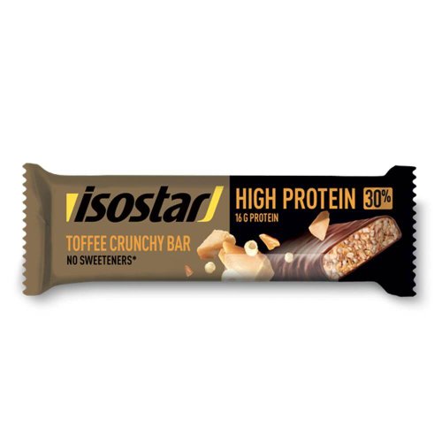 Baton energizant high protein cu ciocolata si caramel crocant isostar, 55 g, natural