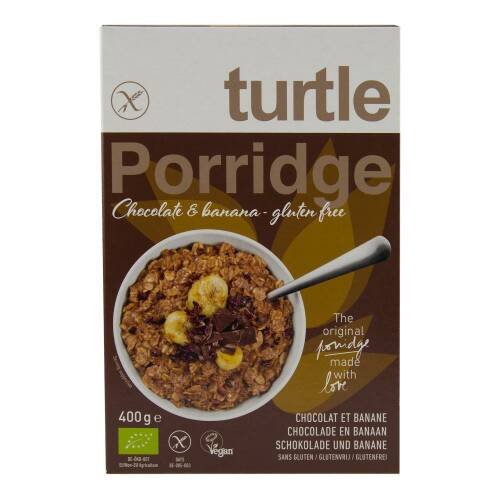 Cereale porridge cu ciocolata si banane fara gluten turtle, bio, 400 g