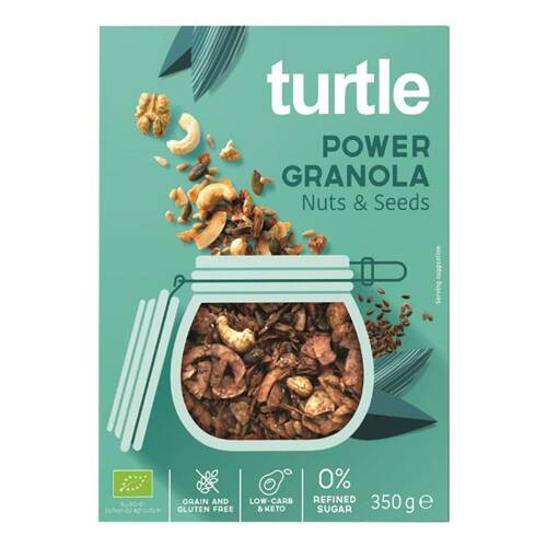 Cereale power granola cu nuci si seminte fara gluten, turtle, bio, 350 g