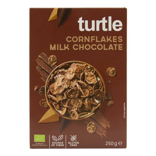 Fulgi de porumb inveliti in ciocolata cu lapte fara gluten turtle, bio, 250 g