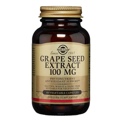 Grape seed extract (antioxidant extract din seminte de struguri) 100mg 30 capsule, solgar, natural