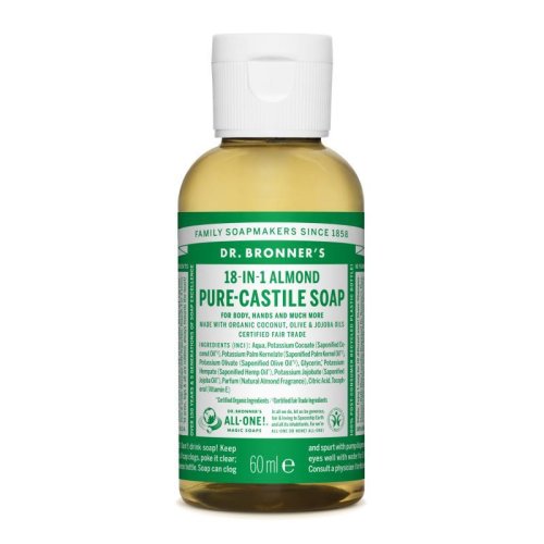 Sapun lichid de castilia 18-in-1 cu ulei esential de migdale, dr. bronner's, bio, 60 ml, ecologic