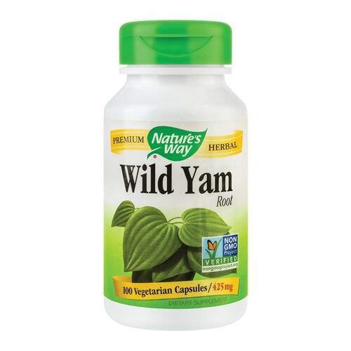 Wild yam 425mg 100 capsule vegetale nature's way, natural, secom