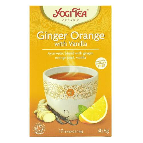 Yogi tea ginger orange, ceai ayurvedic cu ghimbir, portocale si vanilie, bio, 30,6 g