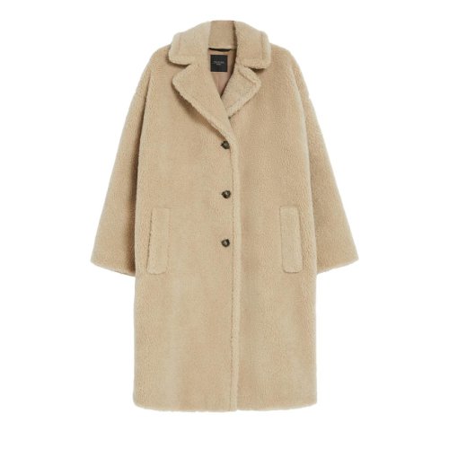 Fur-look wool-blend coat 42