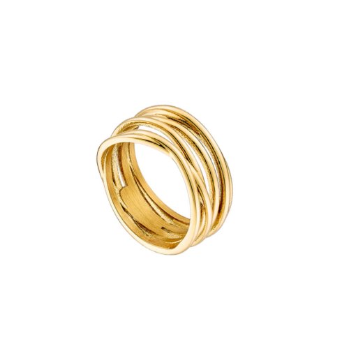 Ring steel gold plated with sand effect 52