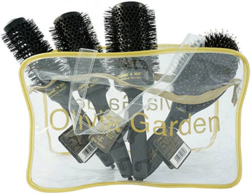 Olivia garden husa 4 perii negre ceramic + ion thermal brush 35+45+55 mm + combo negru