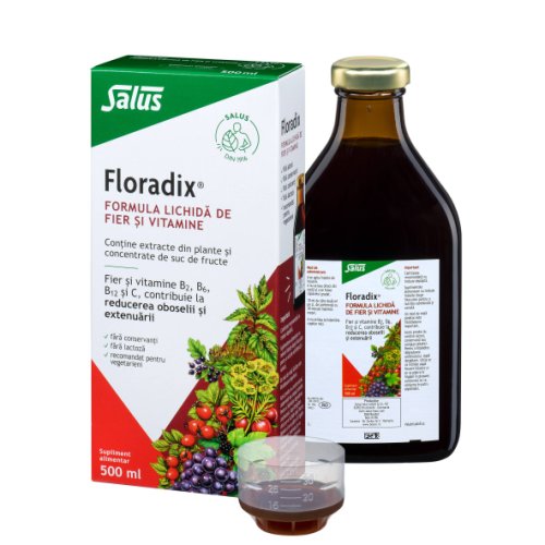 Floradix elixir bio cu fier, 500 ml, salus haus
