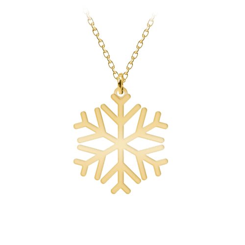Bijubox Snowflake - colier personalizat argint 925 placat cu aur galben 24k cu pandantiv fulg