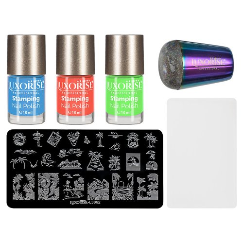 Luxorise Nail Art Kit nail art luxorise crazy glow - stampila, oja, matrita