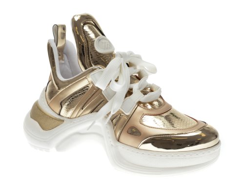 Pantofi sport gryxx aurii, mk1043, din piele ecologica