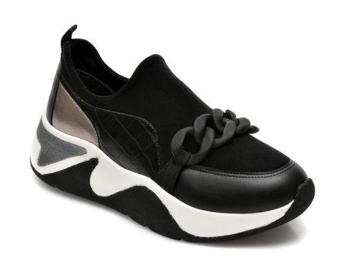 Pantofi sport gryxx negri, mk1102, din material textil si piele ecologica