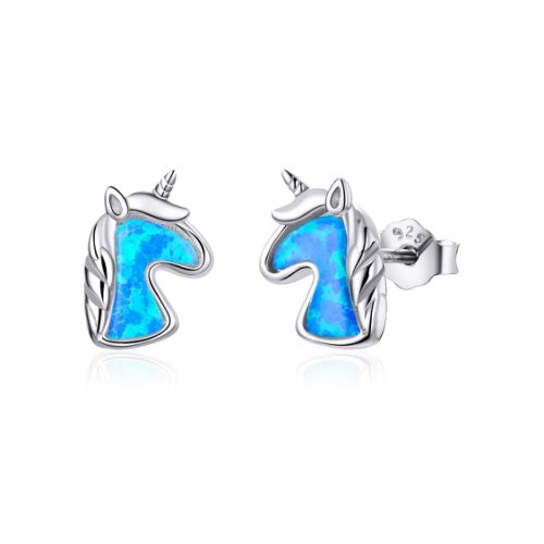 Cercei din argint opal blue unicorns