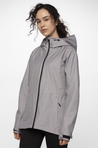 Jachetă de oraș pentru femei kud301 - gri înspicat lumină melanj