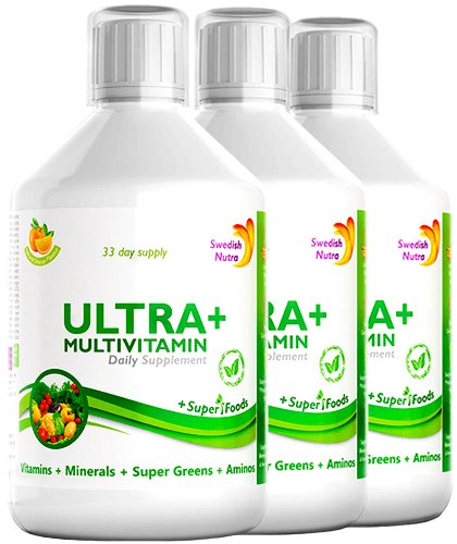 Pachet 3 x ultra+ detox multivitamine lichide cu 63 ingrediente, 500 ml | swedish nutra