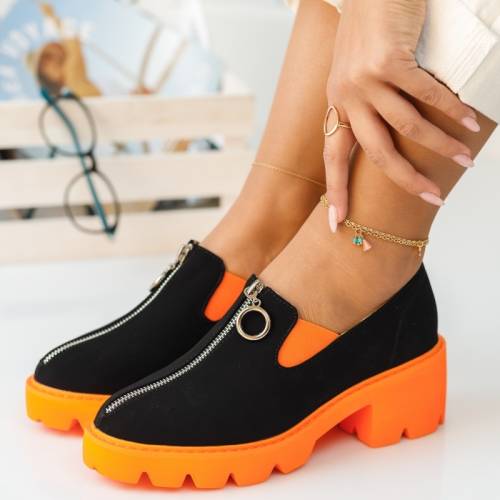 Pantofi casual valery portocalii #388m