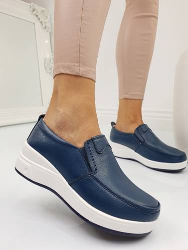 Pantofi piele naturala adriana bleumarin #502pn