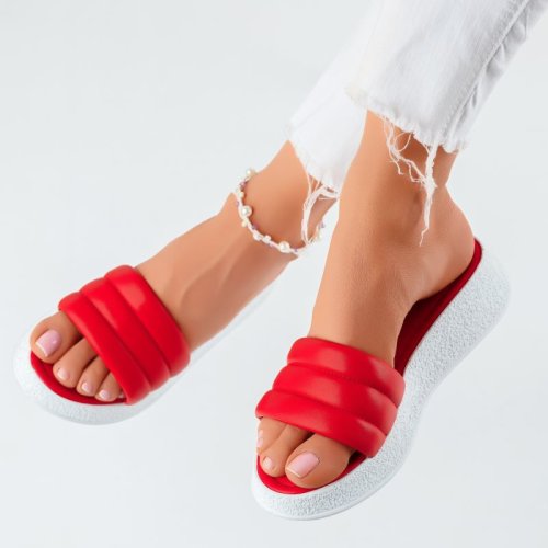 Papuci dama cu platforma yasmin rosii #5995m