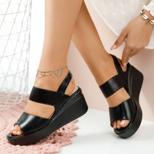 Sandale dama cu platforma anca negre #1099m