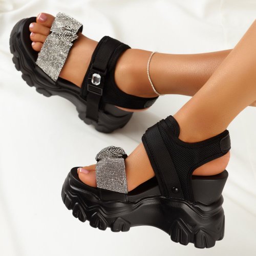 Sandale dama cu platforma evelyn negre #10957