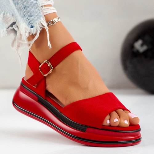 Sandale dama cu platforma fall rosii #10825