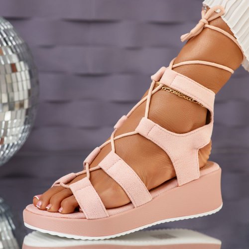 Sandale dama cu platforma tom roz2 #10630