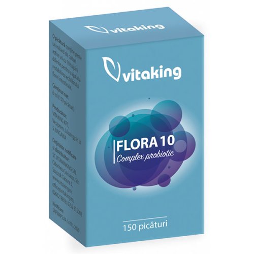 Flora 10 complex probiotic (10 tipuri de bacterii) vitaking - 6 ml