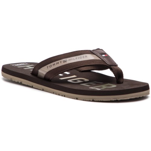 Flip flop tommy hilfiger - bold hilfiger beach sandal fm0fm01928 coffee bean 212