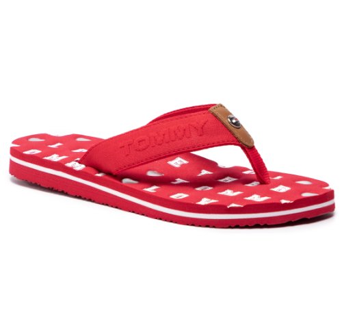 Flip flop tommy hilfiger - flat beach sandal embossed fw0fw03889 tango red 611