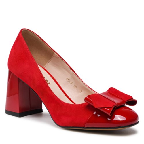 Pantofi închiși sagan - 4598 czerwony welur