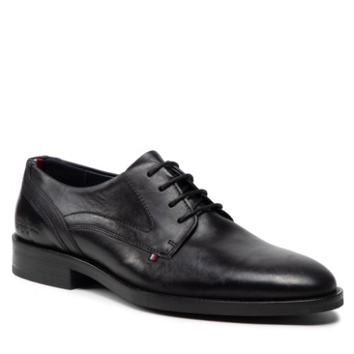 Pantofi închiși tommy hilfiger - signature hilfiger leather shoe fm0fm03929 black bds