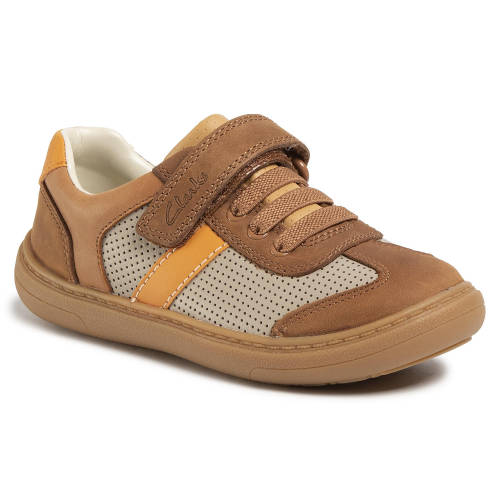 Sneakers clarks - flash step k 261495897 tan combi leather