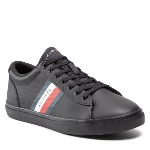 Sneakers tommy hilfiger - essential leather vulc stripes fm0fm03722 black bds