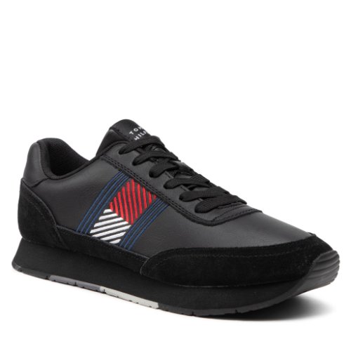Sneakers tommy hilfiger - essential runner flag leather fm0fm03928 black bds