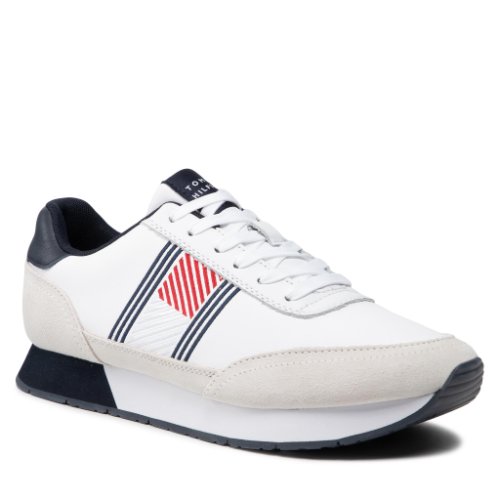 Sneakers tommy hilfiger - essential runner flag leather fm0fm03928 white ybr