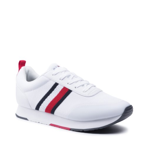 Sneakers tommy hilfiger - retro knit stripes runner fm0fm03610 white ybr
