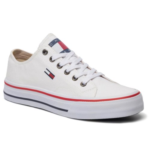 Teniși tommy jeans - classic long lace sneaker em0em00393 white ybs