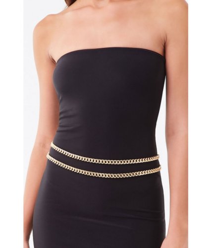 Accesorii femei forever21 layered curb chain belt gold
