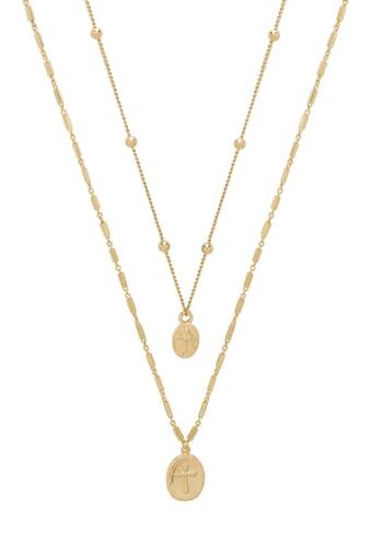 Bijuterii femei ettika 18k gold plated double simple coin necklace set gold