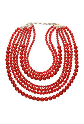 Bijuterii femei eye candy los angeles crushed beaded layered collar necklace coral