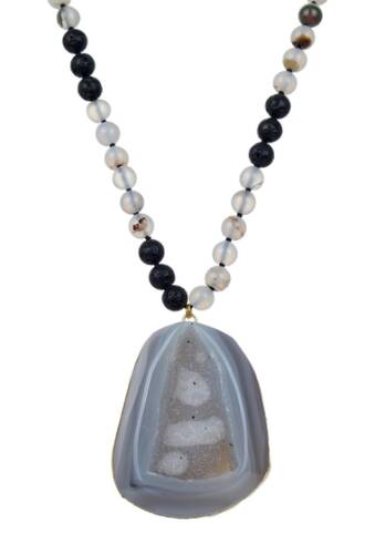 Bijuterii femei eye candy los angeles druzy agate natural stone knotted beaded necklace multicolor