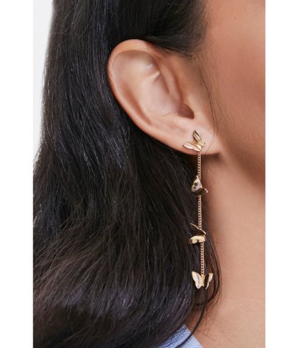 Bijuterii femei forever21 butterfly drop-chain earrings gold