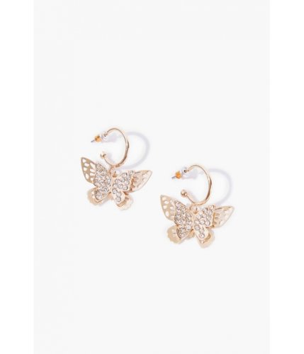 Bijuterii femei forever21 butterfly hoop earrings goldclear