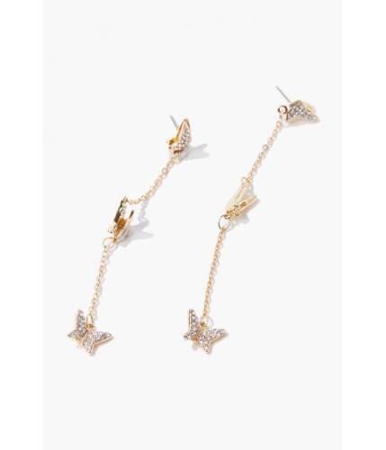 Bijuterii femei forever21 drop-chain butterfly earrings gold