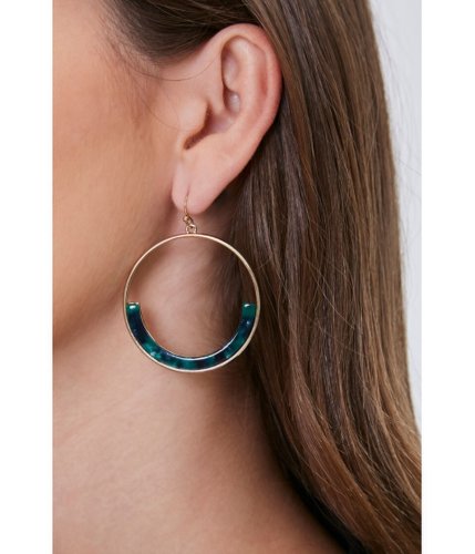 Bijuterii femei forever21 drop-hoop resin earrings bluegold